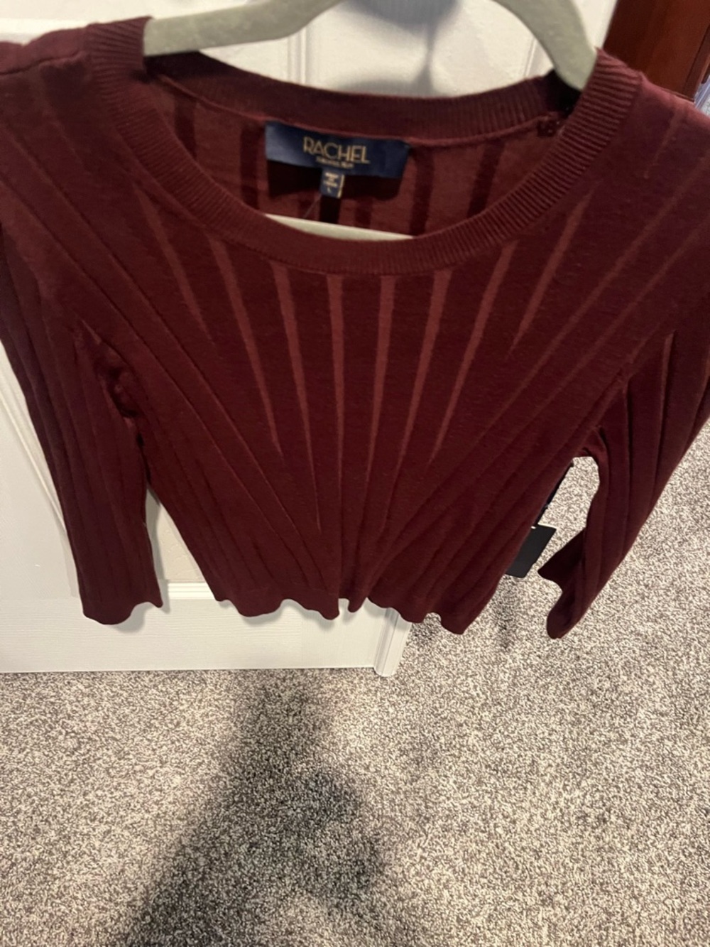 Rachel Chocolate Brown Ribbed Crewneck Sweater
